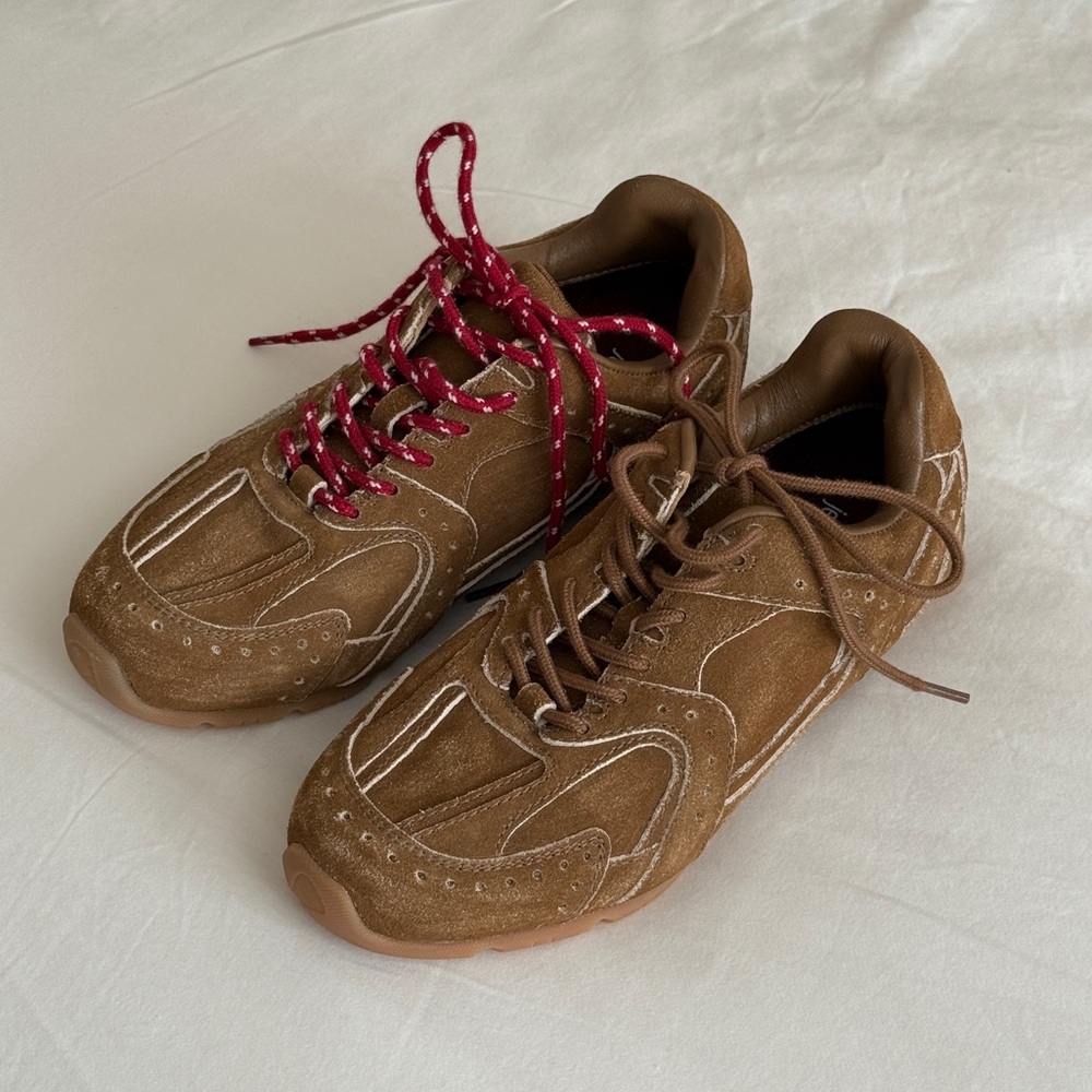 Jeffrey Campbell Brown Sneakers with Red Laces